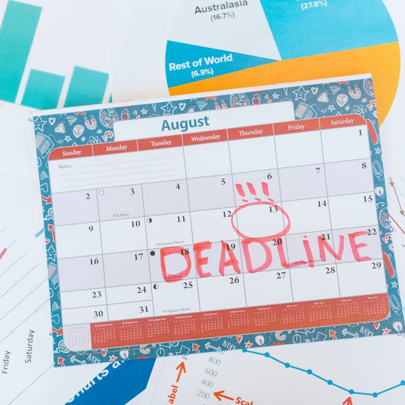 Calendar planner on desk